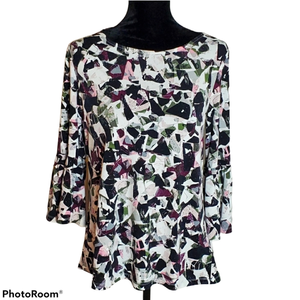 Ellen Tracy Geometric Pattern Blouse Siz